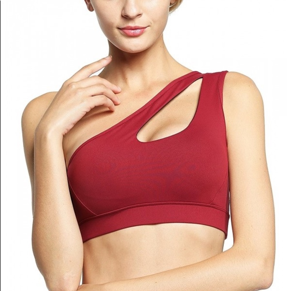 One-Shoulder Red Sports Bra
